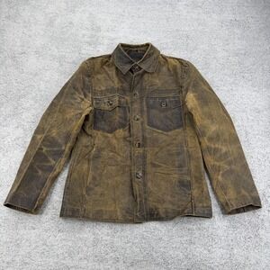 Express Leather Jacket Men Small Brown Distressed Railroad Cowboy Western Suede